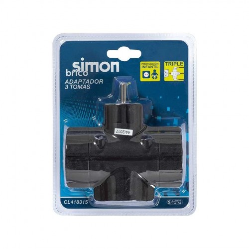 ADAPTADOR TRIPLE LATERAL 16A 250V NEGRO Simon