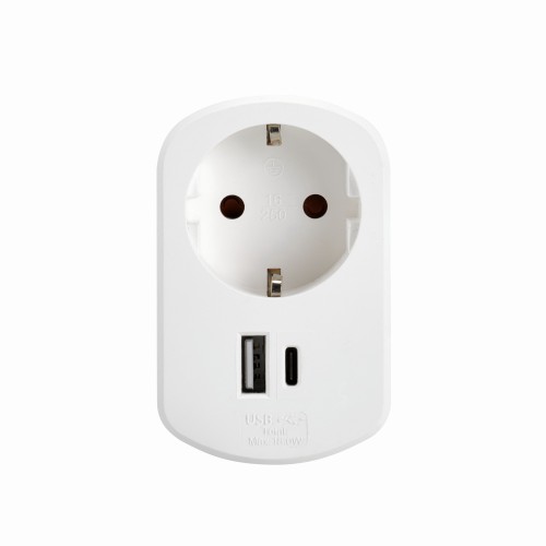 ADAPTADOR COMBI 30W USB A + C + 1 TOMA 16A 250V SIMON