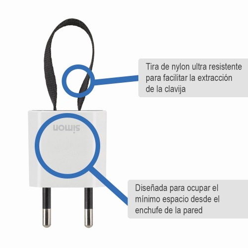 CLAVIJA CON SALIDA FRONTAL Y LATERAL 10A 250V CON SISTEMA DE FÁCIL EXTRACCIÓN SIMON