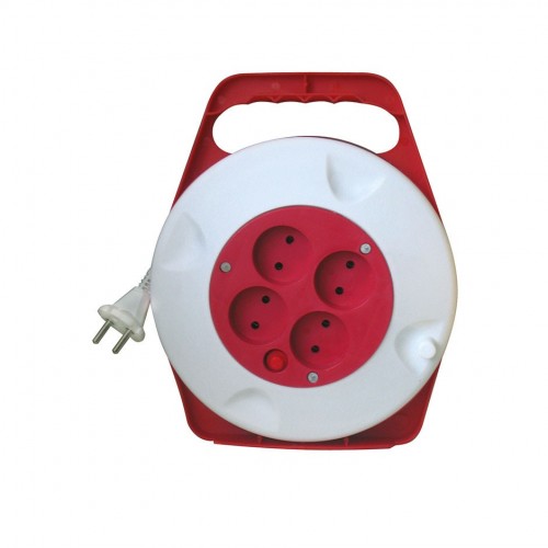 EXTENSIBLE DOMÉSTICO CONTOUR 15M H05VV-F 2X1MM² 4 TOMAS 16A 250V~ BLANCO/ROJO SIMON