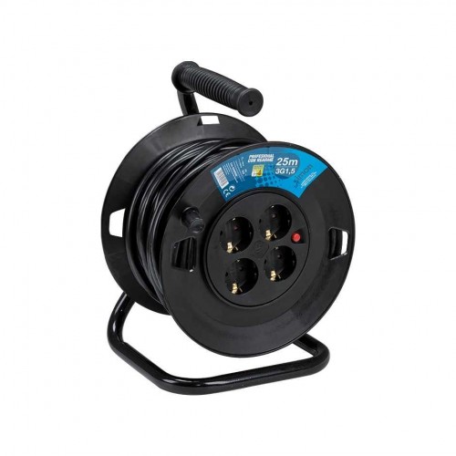 EXTENSIBLE PROFESIONAL 25M H05VV-F 3G1.5MM² 4 TOMAS 16A 250V~ NEGRO SIMON