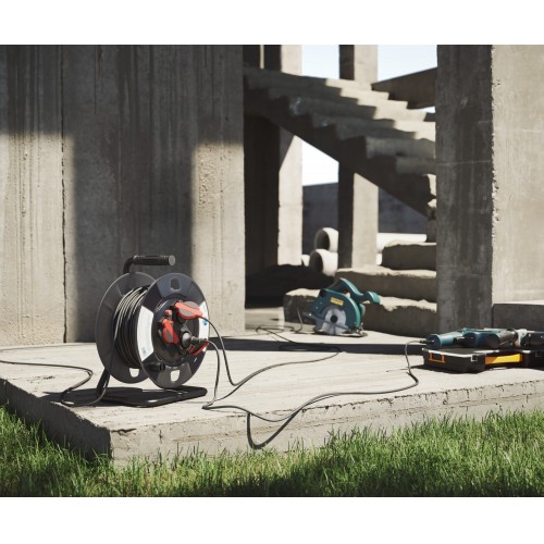 EXTENSIBLE PROFESIONAL 40M IP55 H05RR-F 3G1.5MM² 3 TOMAS 16A 250V~ NEGRO/ROJO SIMON