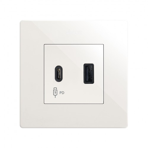Cargador USB doble A+C 30W Power Delivery blanco Simon 270