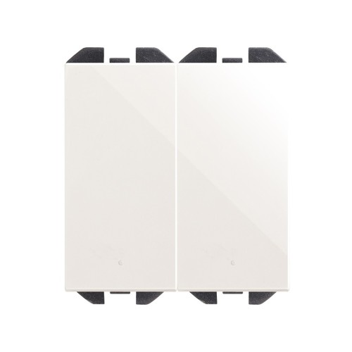 Doble conmutador pulsante 10AX 230V~ de tecla estrecha con sistema de embornamiento rápido blanco Simon 270