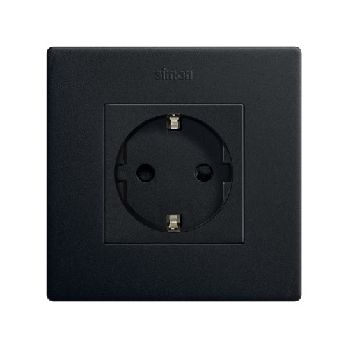 Base de enchufe schuko c16A 250 V~ con sistema de embornamiento a tornillo negro mate Simon 270