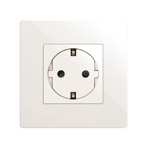 Base de enchufe schuko clean modular 16A 250 V~ con sistema de embornamiento a tornillo blanco Simon 270