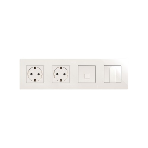 Base de enchufe schuko clean modular 16A 250 V~ con sistema de embornamiento a tornillo blanco Simon 270