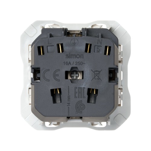 Base de enchufe schuko clean modular 16A 250 V~ con sistema de embornamiento a tornillo blanco Simon 270