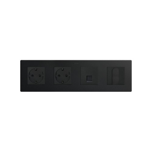 Base de enchufe schuko clean modular 16A 250 V~ con sistema de embornamiento a tornillo negro mate Simon 270