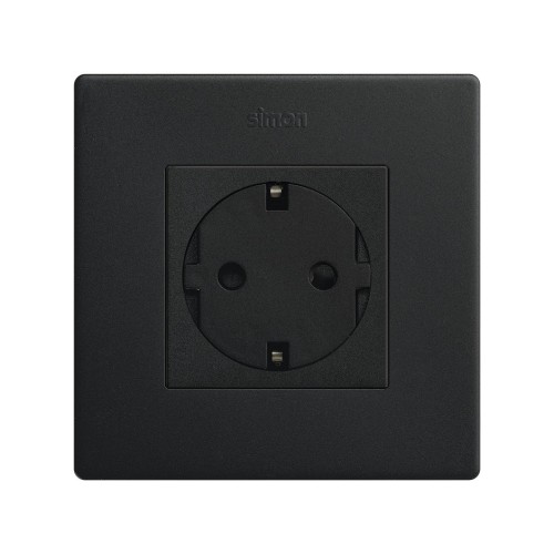 Base de enchufe schuko clean modular 16A 250 V~ con sistema de embornamiento a tornillo negro mate Simon 270