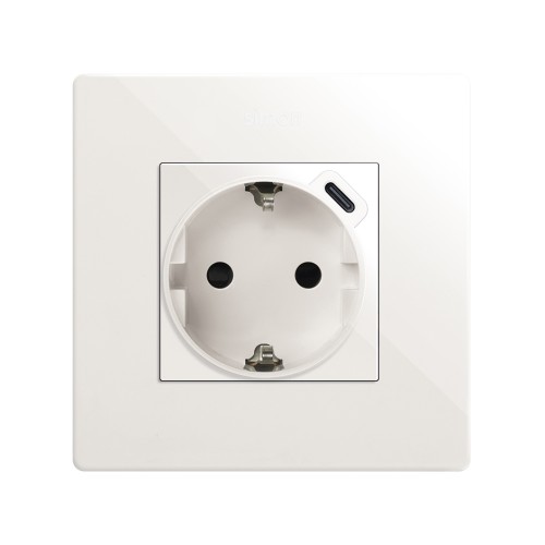 Base schuko 16 A 250V~ con cargador USB C 10,5W blanco Simon 270