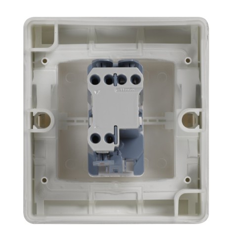 Pulsador monobloc IP55 10AX 250V~ con sistema de embornamiento rápido blanco Simon Aqua