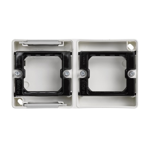 Caja de superficie estanca para 2 elementos horizontal blanca Simon Aqua