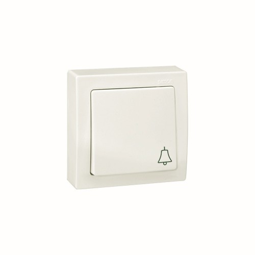 Pulsador monobloc con grabado campana 10 A 250V~ con sistema de embornamiento a tornillo blanco Simon 73 Loft