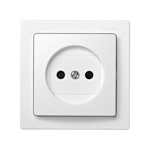 Base de enchufe bipolar monobloc 16 A 250V~ con dispositivo seguridad y embornamiento a tornillo blanco Simon 73 Loft