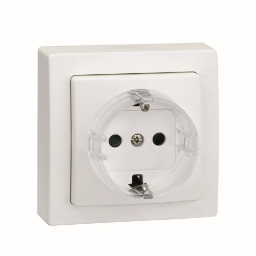 Base de enchufe schuko monobloc 16 A 250V~ con dispositivo seguridad y embornamiento a tornillo blanco Simon 73 Loft