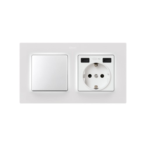 Base schuko con cargador USB C+C Simon 75