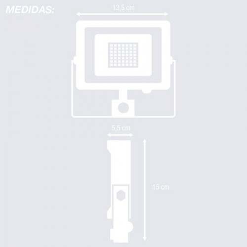 PROYECTOR LED CON SENSOR 10W 900 LÚMENES LUZ FRÍA IP44 (CAJA) Simon