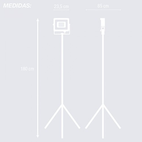 PROYECTOR LED CON TRIPODE 50W 4500 LÚMENES LUZ FRÍA IP65 (CAJA) Simon