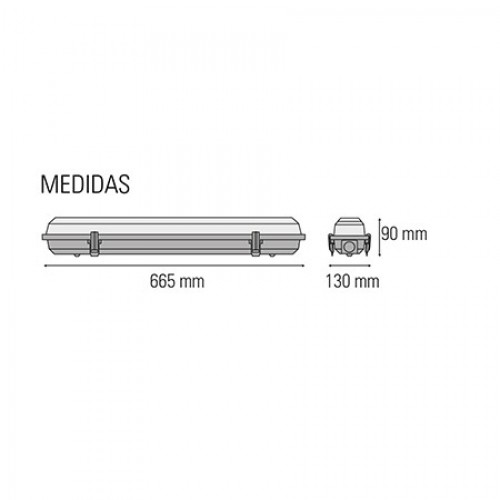 REGLETA LED TITANIA DOBLE DE ALTA RESISTENCIA 2X9W 1800 LÚMENES LUZ FRÍA 220-240V/50-60Hz Simon