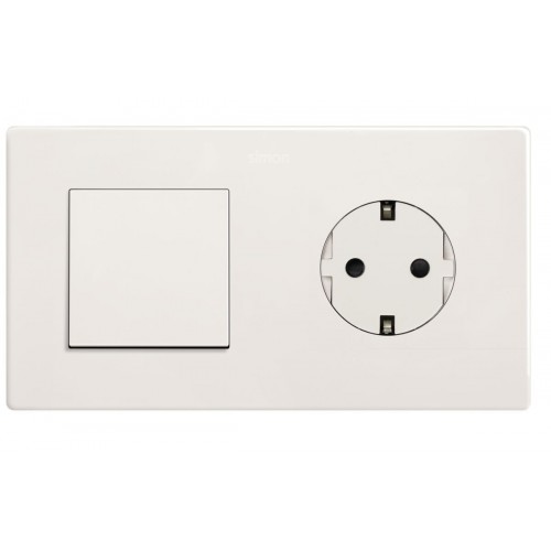 Kit 2 elementos Conmutador ancho pulsante + Clean Schuko Blanco