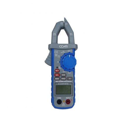 PINZA AMPERIMÉTRICA CON SELECTOR DE ESCALA MANUAL Y AUTOMÁTICO Coati