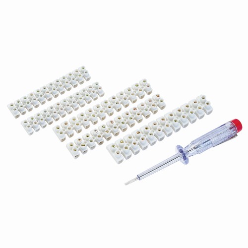 SET REGLETAS DE CONEXIÓN DE 4, 6 Y 10MM BLANCAS Y TESTER BUSCAPOLO SIMON BRICO