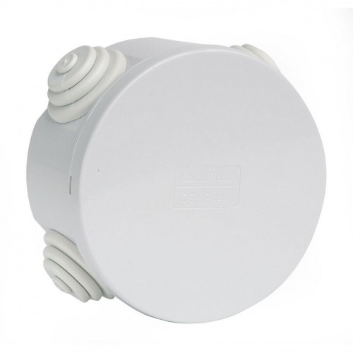 CAJA ESTANCA REDONDA Ø85x45 BLANCA CON CIERRE A PRESIÓN Y 4 CONOS AJUSTABLES IP44 Simon Brico