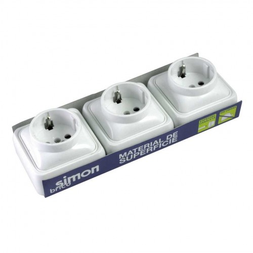 PACK 3 BASES ENCHUFE SCHUKO DE SUPERFÍCIE ESPECIAL CANALETA SERIE ALFA SIMON BRICO