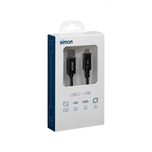 CABLE USB 3.1  A - USB C NEGRO 1M SIMON