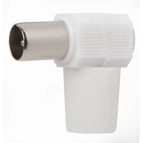 CONECTOR MACHO ACODADO CABLE TV 9,5MM BLANCO SIMON BRICO