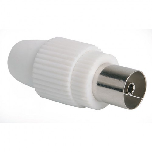 CONECTOR HEMBRA RECTO CABLE TV 9,5MM BLANCO Simon Brico