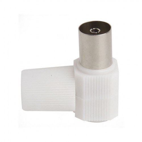 CONECTOR HEMBRA ACODADO CABLE TV 9,5MM BLANCO Simon Brico