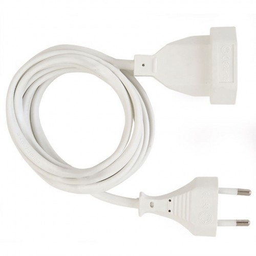 PROLONGADOR 5M H05VV-F 2X1MM² 10A 250V~ SIN TOMA TIERRA BLANCO SIMON