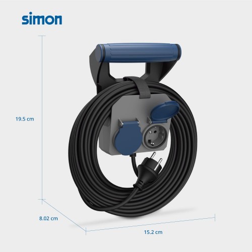 PROLONGADOR DE PARED EXPERT 10M H05RR-F 4G1.5MM² 16A 230V~ NEGRO/GRIS/AZUL SIMON