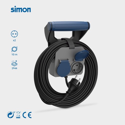 PROLONGADOR DE PARED EXPERT 10M H05RR-F 4G1.5MM² 16A 230V~ NEGRO/GRIS/AZUL SIMON