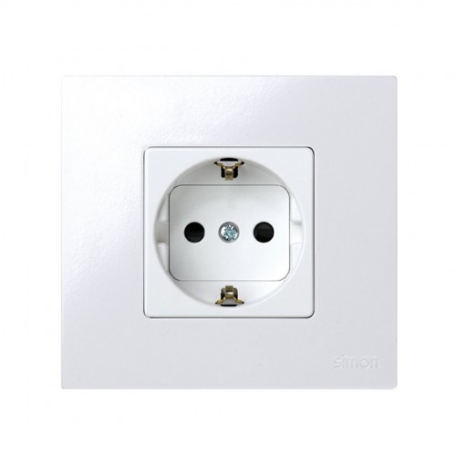 Base de enchufe schuko 16 A 250V~ con dispositivo seguridad y embornamiento a tornillo blanco Simon 27 Play