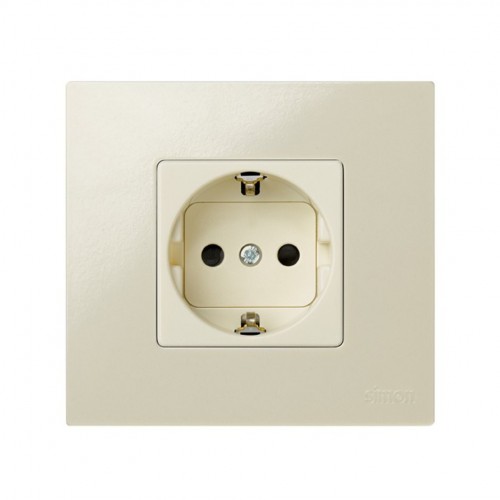 Base de enchufe schuko 16 A 250V~ con dispositivo seguridad y embornamiento a tornillo marfil Simon 27 Play