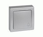 Pulsador monobloc con grabado campana 10 A 250V~ con sistema de embornamiento a tornillo aluminio Simon 73 Loft