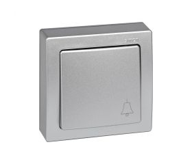 Pulsador monobloc con grabado campana 10 A 250V~ con sistema de embornamiento a tornillo aluminio Simon 73 Loft