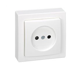Base de enchufe bipolar monobloc 16 A 250V~ con dispositivo seguridad y embornamiento a tornillo blanco Simon 73 Loft