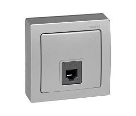 Toma telefónica monobloc con 6 contactos RJ12 aluminio Simon 73 Loft