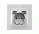 Base de enchufe schuko con doble cargador USB tipo A 10,5W Simon 75