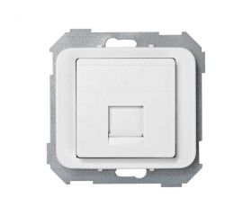 Placa de voz y datos plana con guardapolvo para 1 conector RJ45 AMP® blanco Simon 75