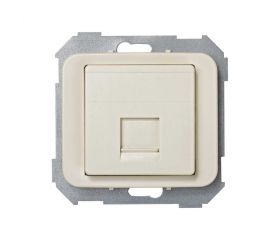 Placa de voz y datos plana con guardapolvo para 1 conector RJ45 AMP® marfil Simon 75