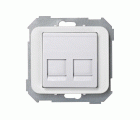 Placa de voz y datos plana con guardapolvo para 2 conectores RJ45 AMP® blanco Simon 75