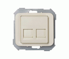Placa de voz y datos plana con guardapolvo para 2 conectores RJ45 AMP® marfil Simon 75