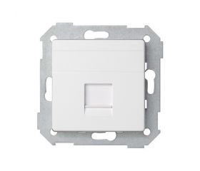 Placa de voz y datos plana con guardapolvo para conector RJ45 blanco mate Simon 82 Concept
