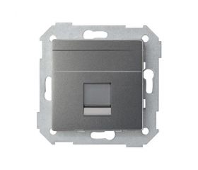 Placa de voz y datos plana con guardapolvo para conector RJ45 titanio Simon 82 Concept