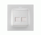 Placa de voz y datos plana con guardapolvo para 2 conectores RJ45 blanco mate Simon 82 Concept